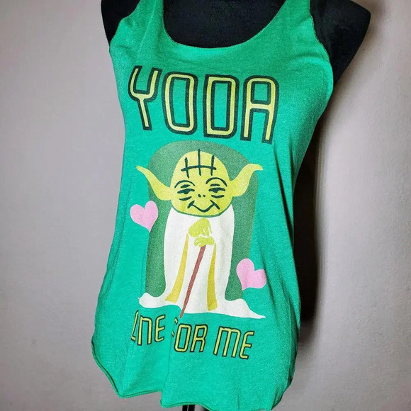Star Wars Lucas Film Yoda Green Racerback Tank Top Women's Size Small - Picture 2 of 10